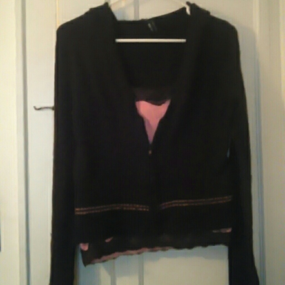 Brown zip up sweater with hood